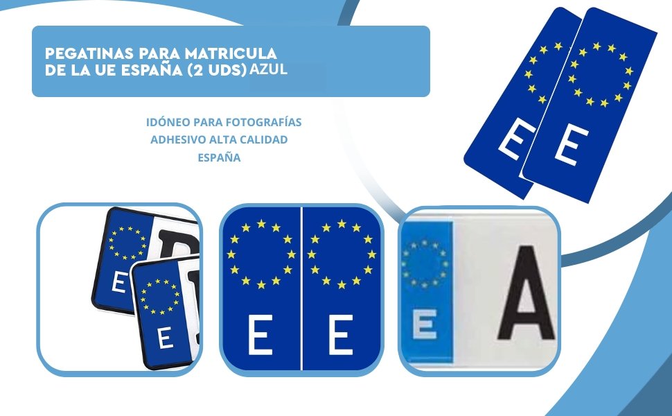Pegatinas para matricula de la UE España (2 uds) azul