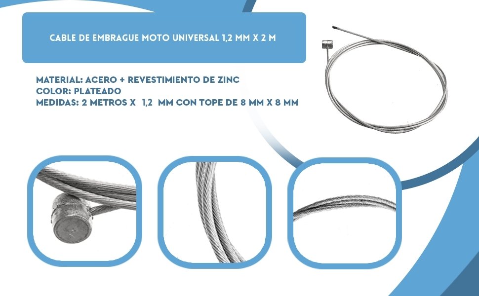 Banner - Cable de embrague moto universal 1.2 mm x 2 metros