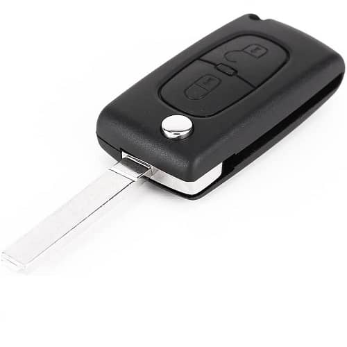 Carcasa mando llave de coche 2 botones compatible con citroen y peugeot  negro