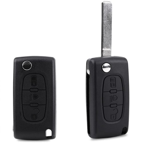 Carcasa mando llave del coche 3 botones compatible con citroen y peugeot  negro v2