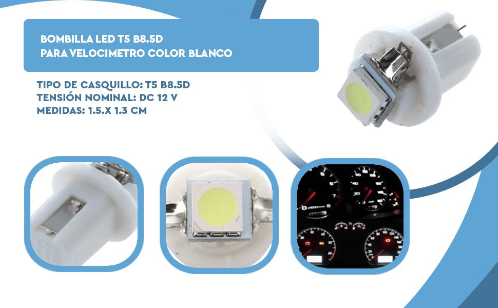Bombilla Led T5 B8.5d para velocímetro blanco - Iluminación de alta calidad