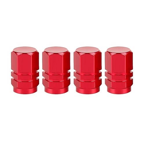 Tapones de Aluminio Rojos para Válvula de Neumático de Coche (4 uds) - Ref.  9935180