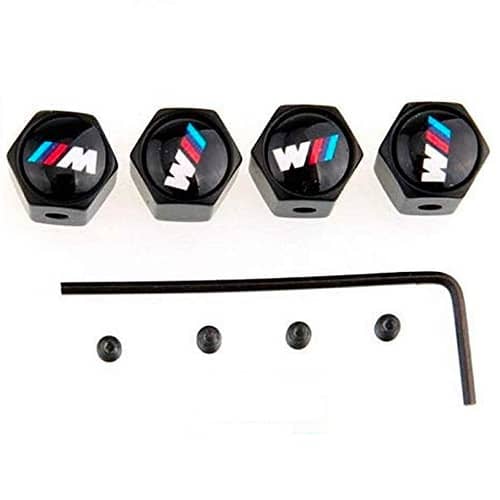 Tapon antirrobo de para valvula de neumatico compatible BMW Logo M (4 uds) negro