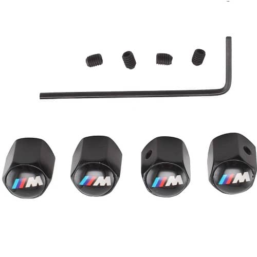 Tapon antirrobo de para valvula de neumatico compatible BMW Logo M (4 uds) negro