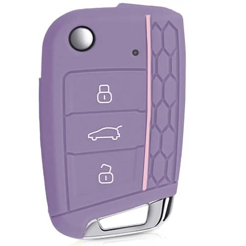 Funda silicona mando llave del 3 botones compatible con VW purpura rosa | Autozoco