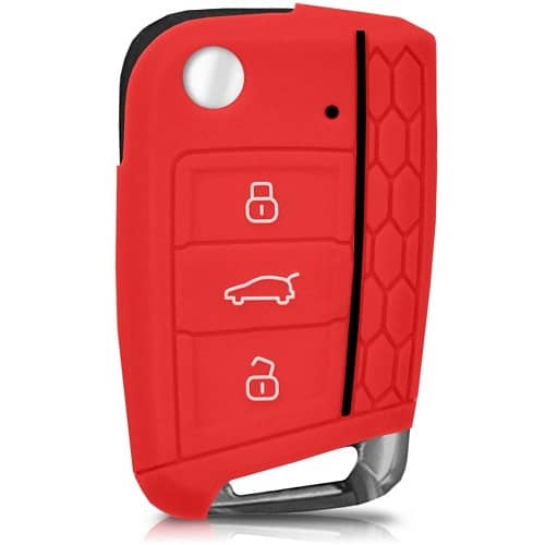 Funda silicona mando llave del 3 botones compatible con VW rojo |