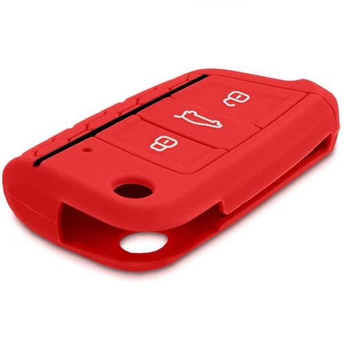 Funda silicona mando llave del coche 3 botones compatible con VW rojo negro