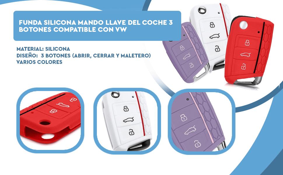 Banner - Funda silicona mando llave del coche 3 botones compatible con VW rojo negro