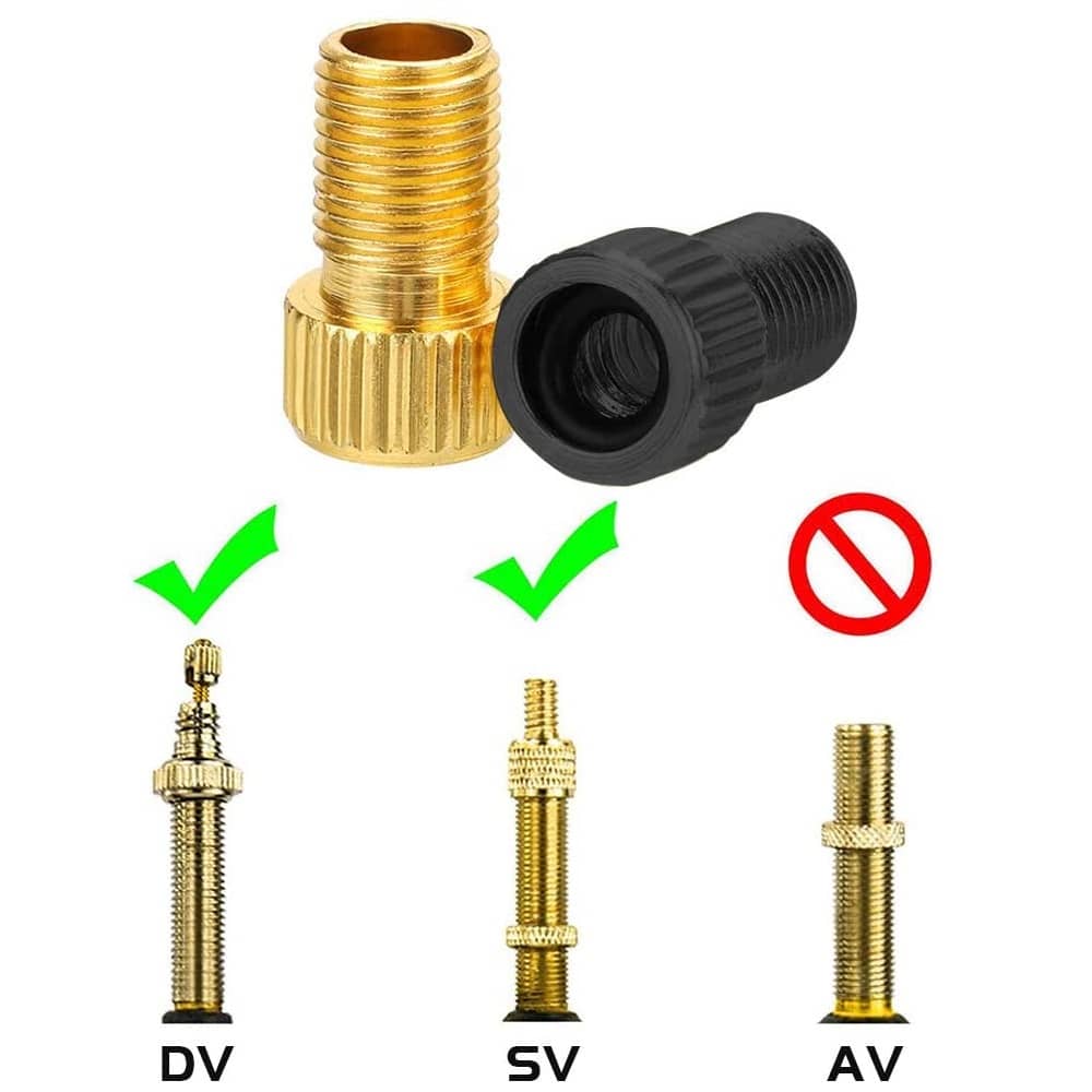 Adaptador de Aluminio Dorado de Válvula Presta a Schrader para Bicicleta