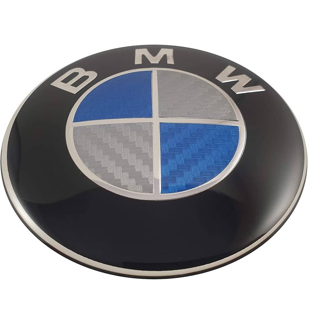 Emblema para capo compatible con BMW 82 mm azul cromado