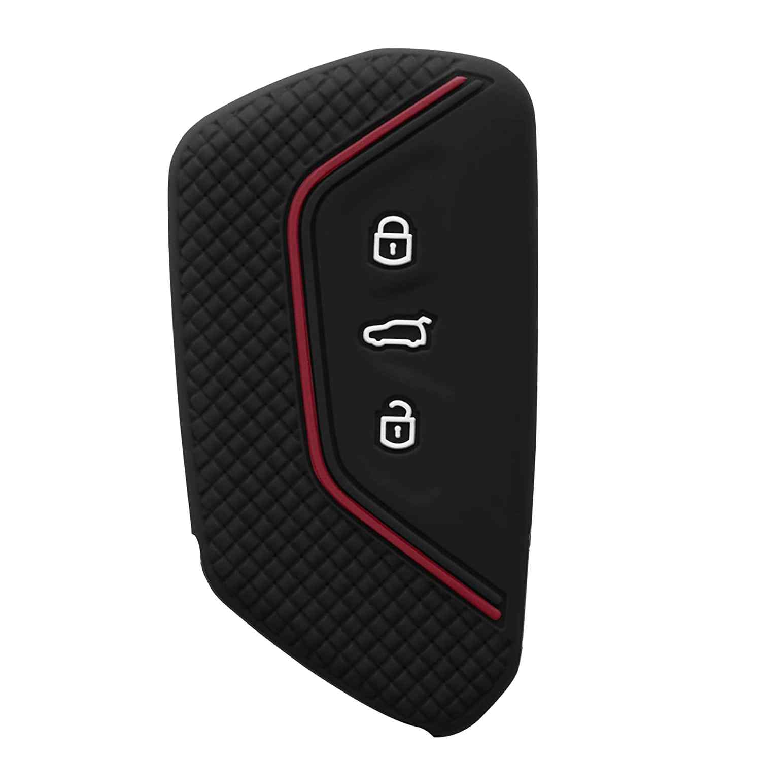 Funda silicona mando llave del coche 3 botones compatible con VW Golf negro-rojo