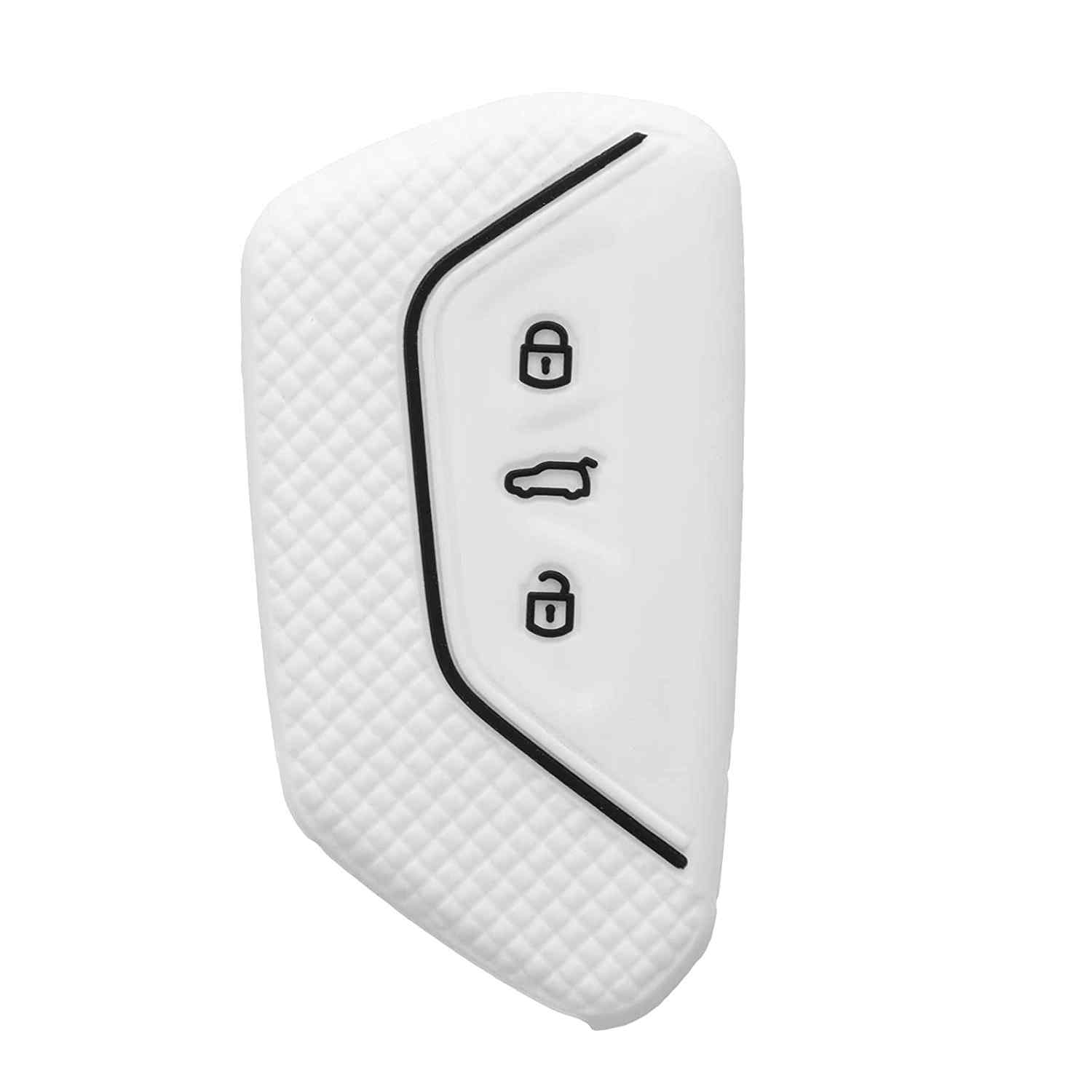 Funda silicona mando llave del coche 3 botones compatible con VW Golf blanco