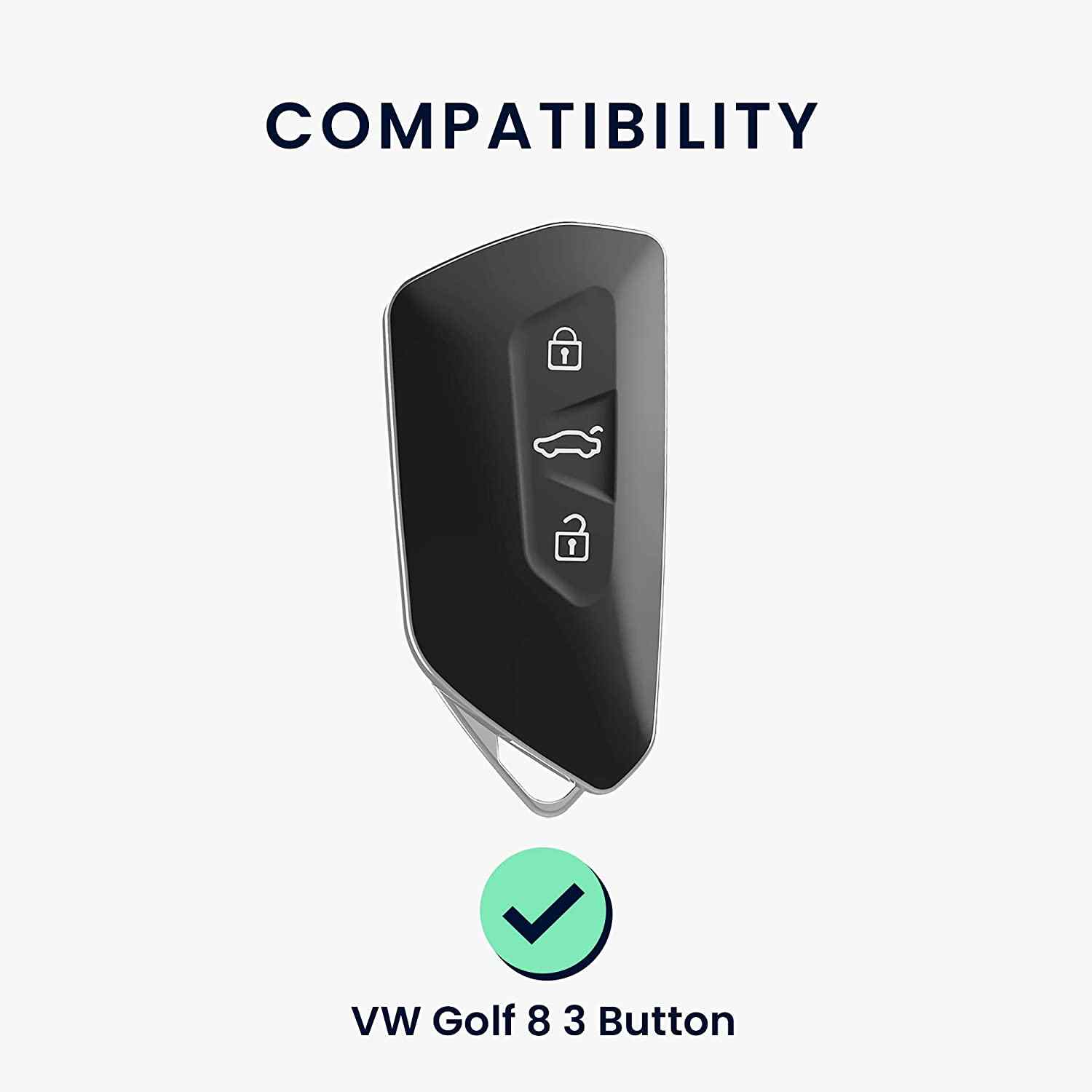 Funda silicona mando llave del coche 3 botones compatible con VW Golf blanco