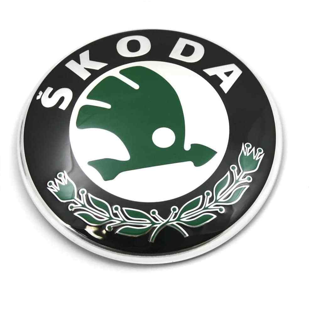 Emblema para capo o trasero compatible con Skoda 80 mm verde