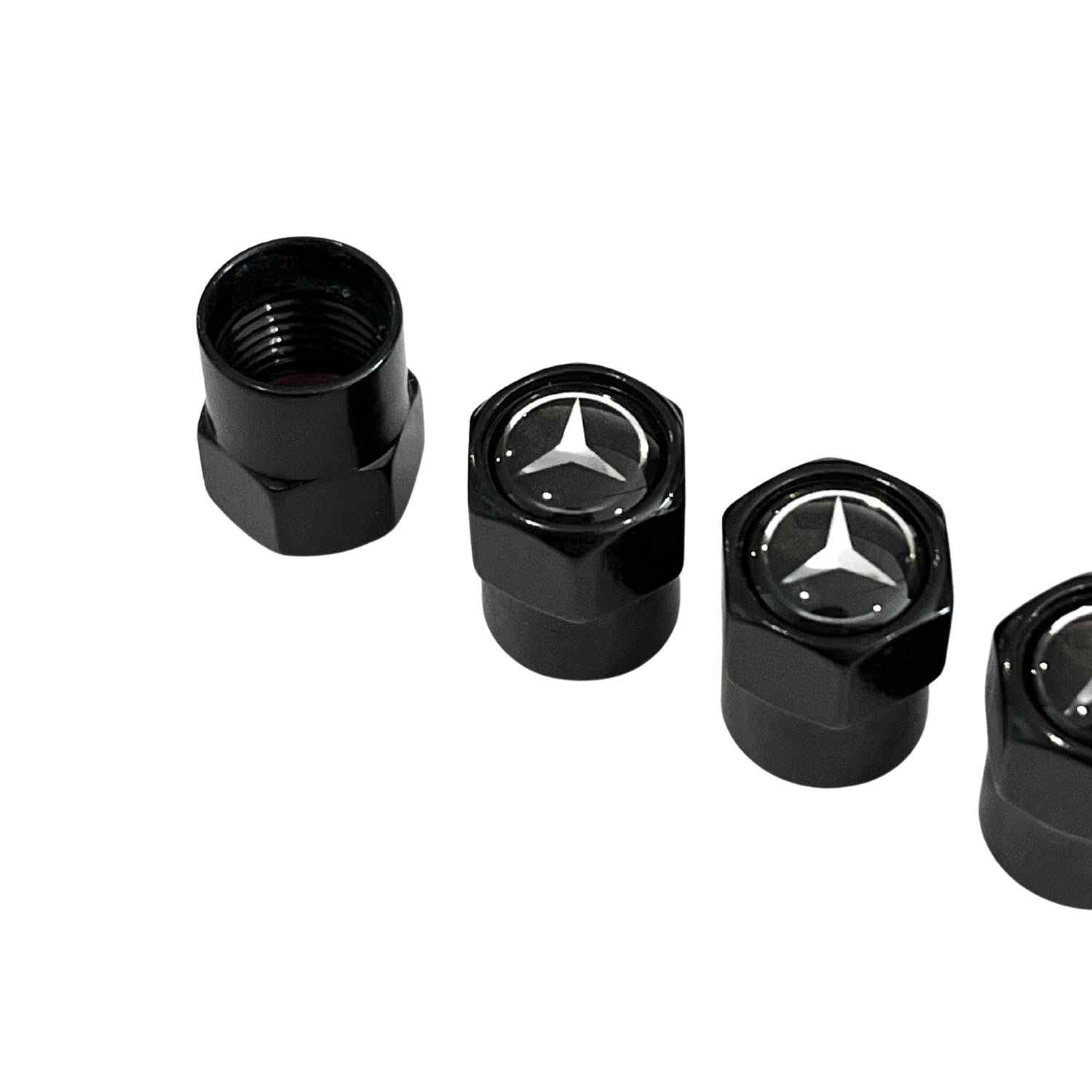 Tapones de Aluminio para Válvula de Neumático de Coche Mercedes - 4  Unidades Negras